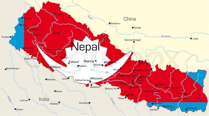Vector map of Nepal country colored by ... | Stock vector | Colourbox