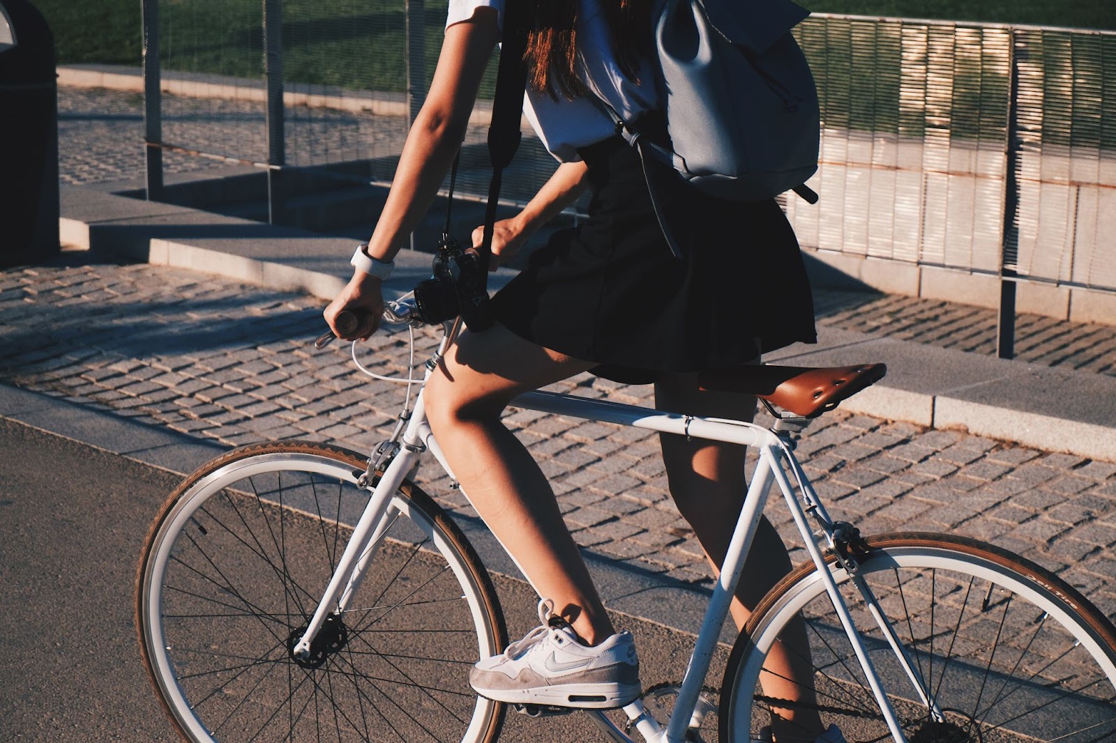 Woman riding a bike