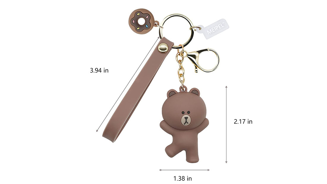 brown line bear rubber hand keychain gift items for men's birthday