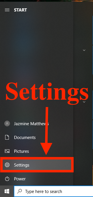 windows settings button