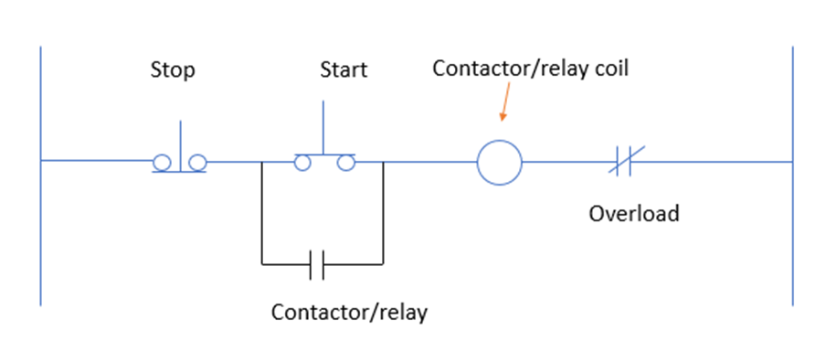 A Powered Start-Stop Circuit Schematic With Start Button Pressed