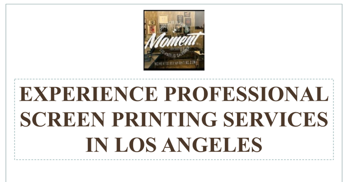 Experience Professional Screen Printing Services in Los Angeles