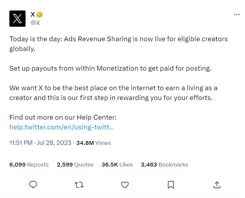 X (Formerly Twitter) Launches New Ad Revenue Sharing Program For Content Creators [Current News]