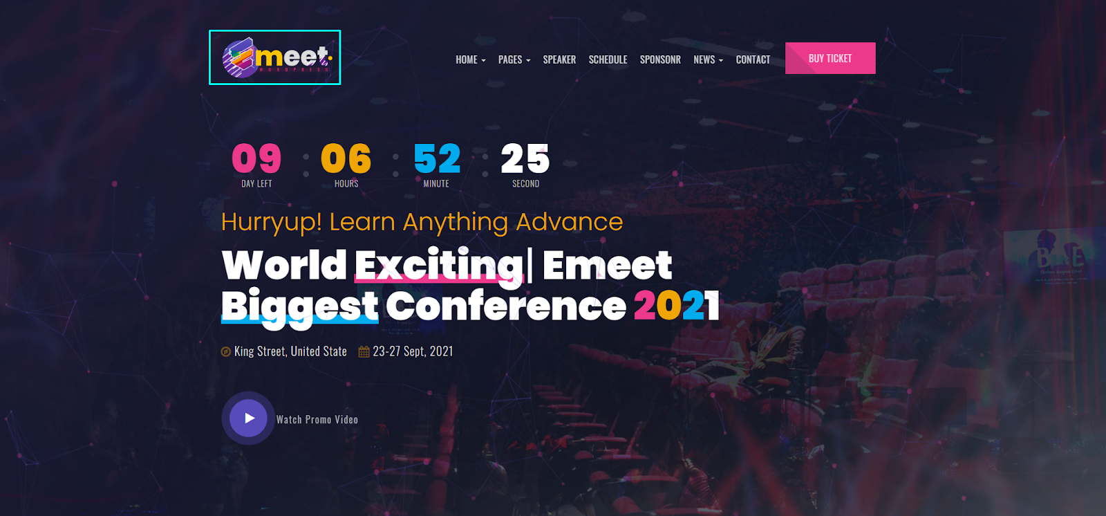 Emeet - Meetup and Conference WordPress Theme