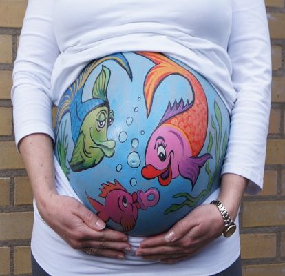 pregnant belly painting ideas aquarium
