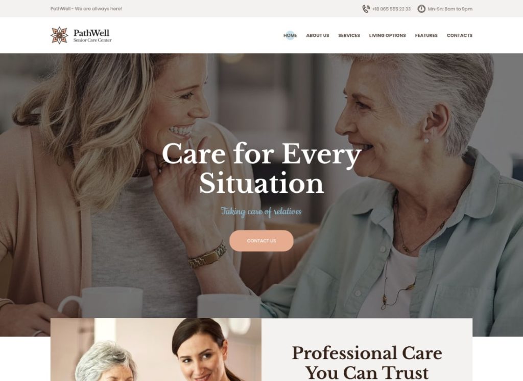 PathWell |  Un tema de WordPress para hospitales de atención para personas mayores