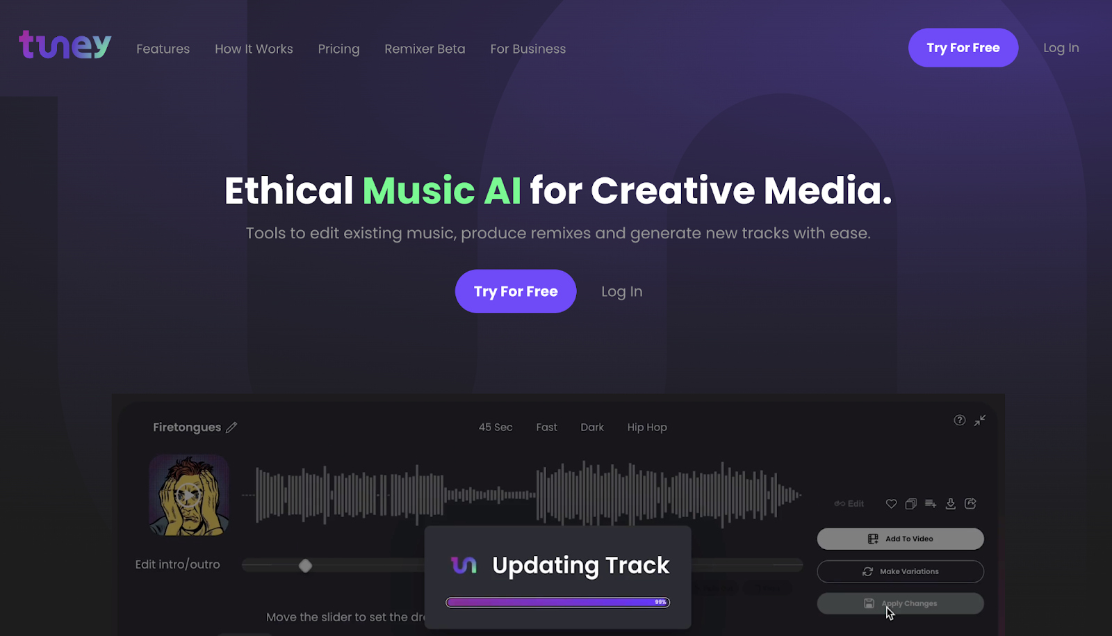 Tuney.io is one of the best AI tools for music production, editing, and generation