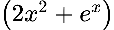 {"font":{"size":10,"color":"#000000","family":"Arial"},"id":"5-0-1-0-1-0-1-1-0","code":"$\\left(2x^{2}+e^{x}\\right)$","type":"$","ts":1599987411308,"cs":"fRTydVyJ9um6Zcy7hkjnIw==","size":{"width":72,"height":18}}