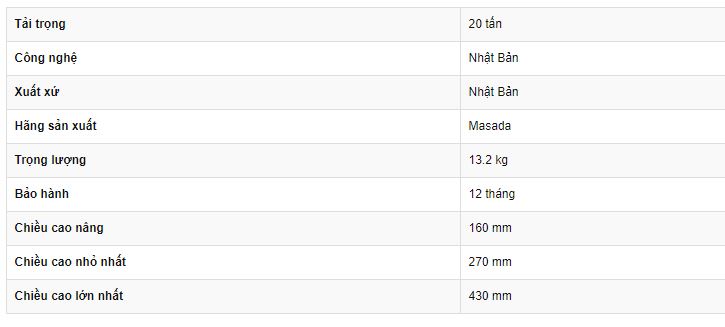 kích thủy lực MASADA 20 tấn