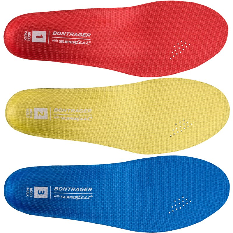 Cycling insoles typically come in various arch heights and shapes