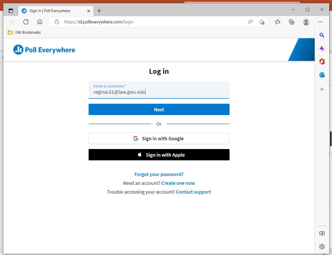poll everywhere log in page