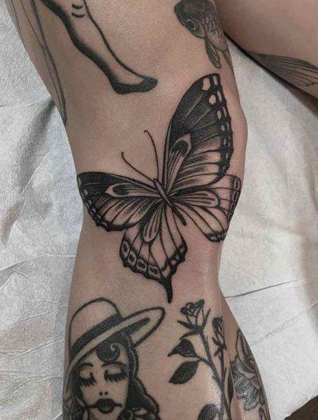 Black And White Butterfly Tattoo