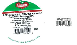 Label, Nature Made Apple Slices, Grapes, Cheese, 7 oz.