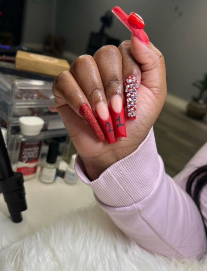 She Turned The Big 21 Birthday Nails 