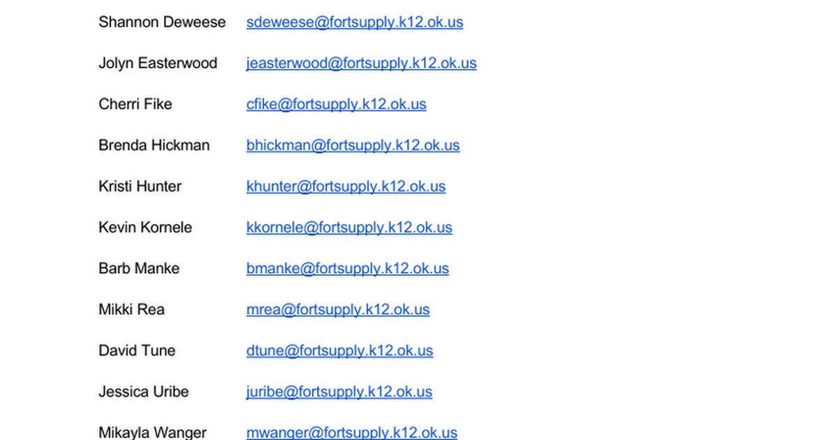 Teacher Email Addresses Google Docs