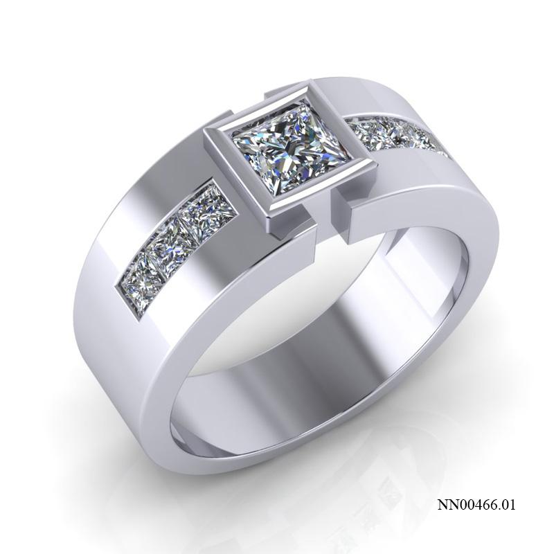 nhẫn nam vàng trắng đính đá