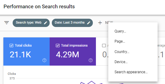Search Console Filter by Query or Page