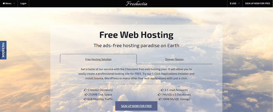 Lưu trữ web miễn phí từ Freehostia