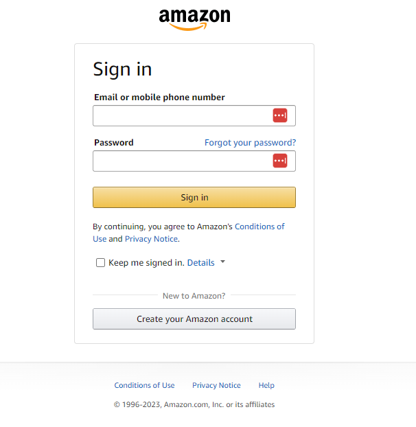 Step 2: Sign in with your Amazon account or create a new one.