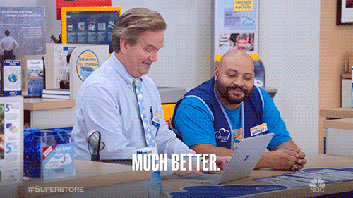 Ooma vs Vonage: GIF of Garrett and Glenn saying much better from  Superstore 
