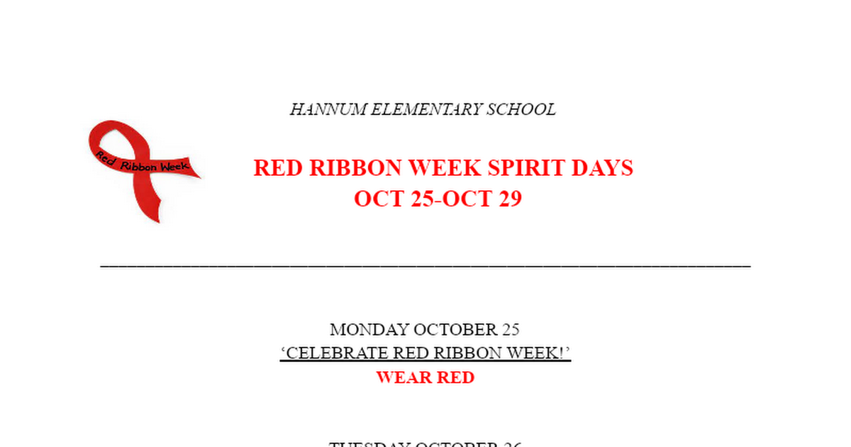 Red Ribbon Week 2021: Spirit Days
