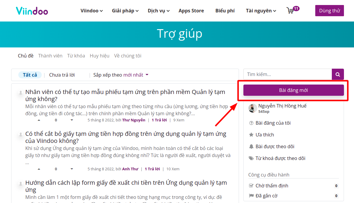 Tạo bài đăng mới 