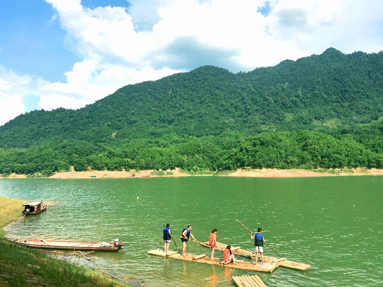 Bamboo rafting in Mai Chau valley Vietnam