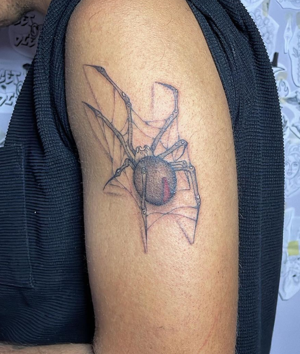 Web Spinning Spider Tattoo