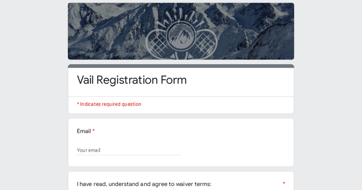 Vail Registration Form