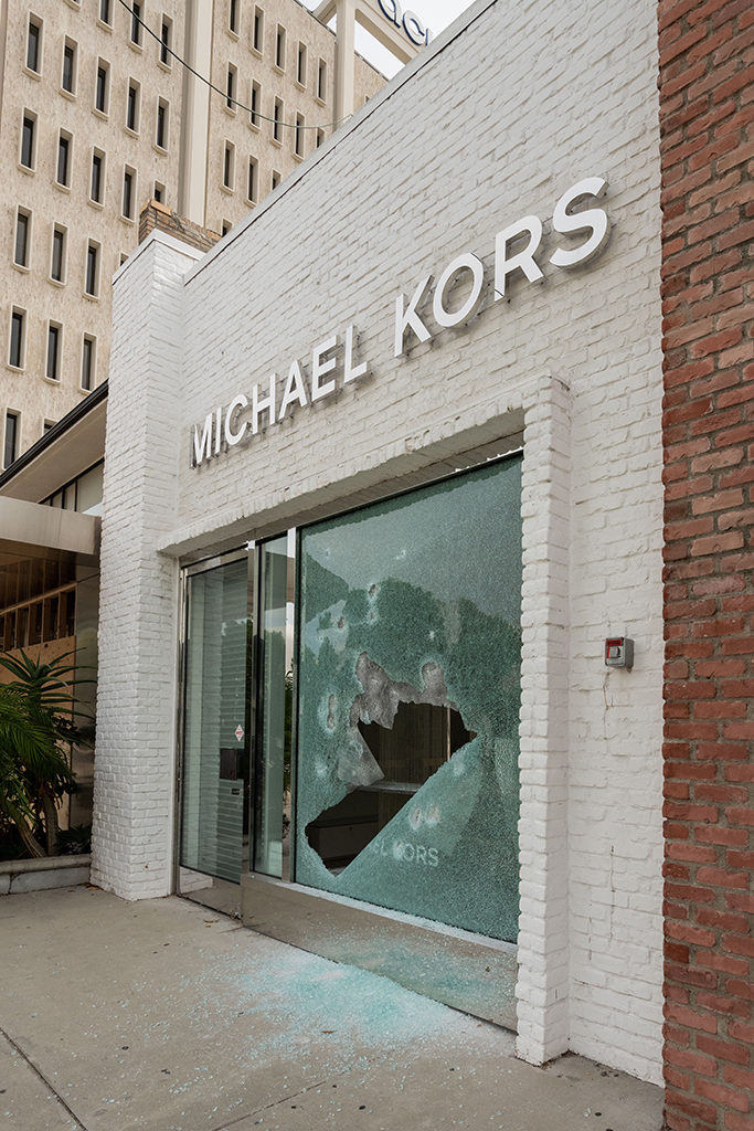 Aftermath and clean up following the riots in Beverly Hills Black Lives Matter protest aftermath and clean up, Los Angeles, USA - 31 May 2020