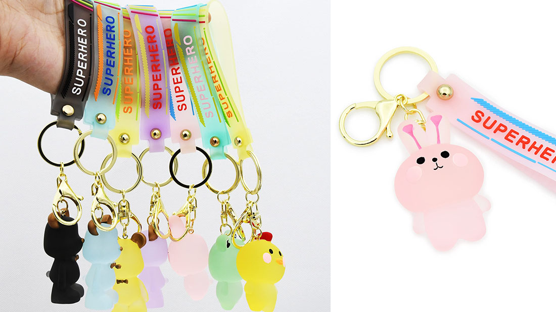 fashion pink rabbit customized rubber keychain online wholesale gift items near me