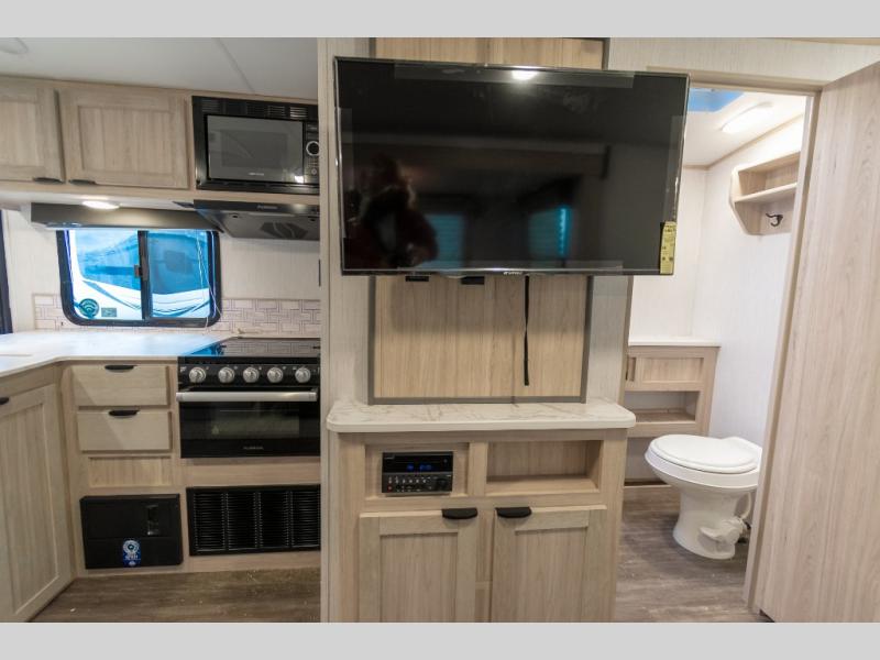 The entertainment center in this unit gives you plenty of storage underneath.
