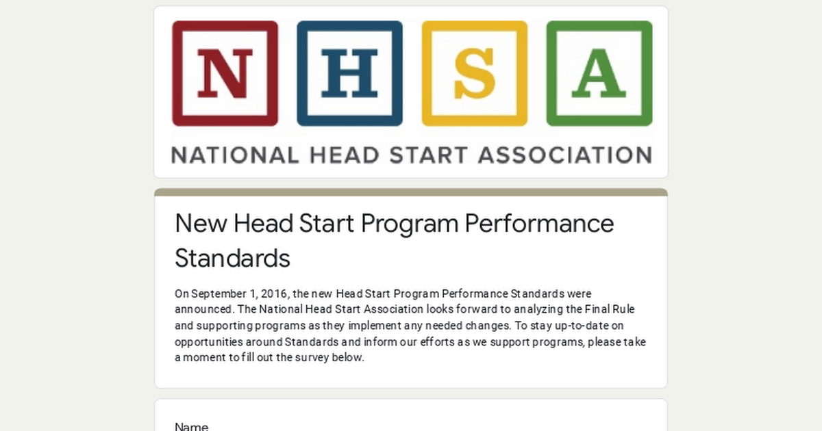 New head start program performance standards