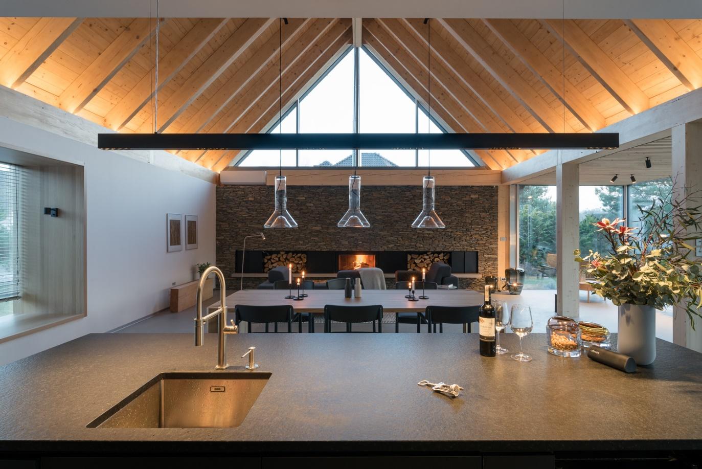 Beautiful Stone House Project with Wooden Ceilings