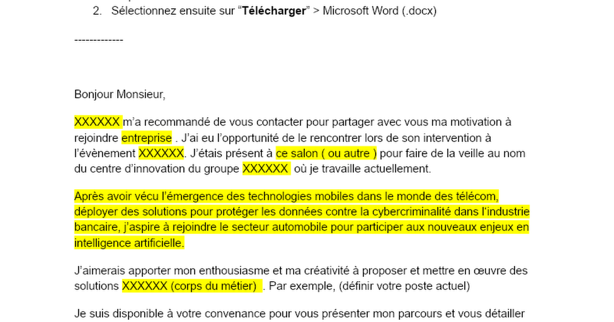 Lettre de motivation 1 Google Docs