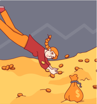 A happy founder dives into a pile of money. Sadly - this isn't at all how it works.