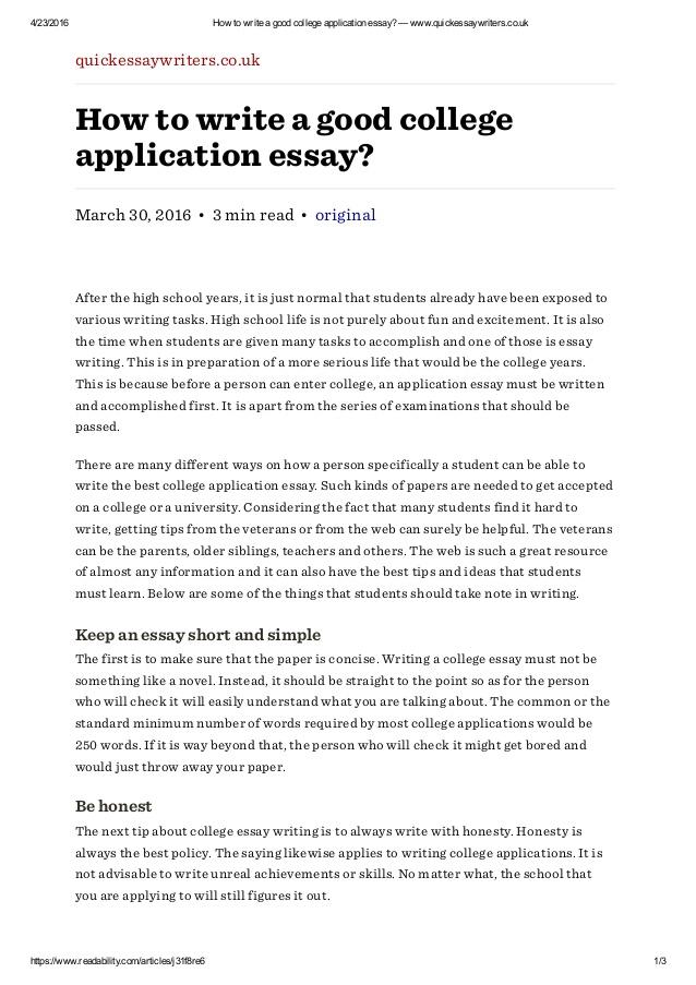 writing essay for college application