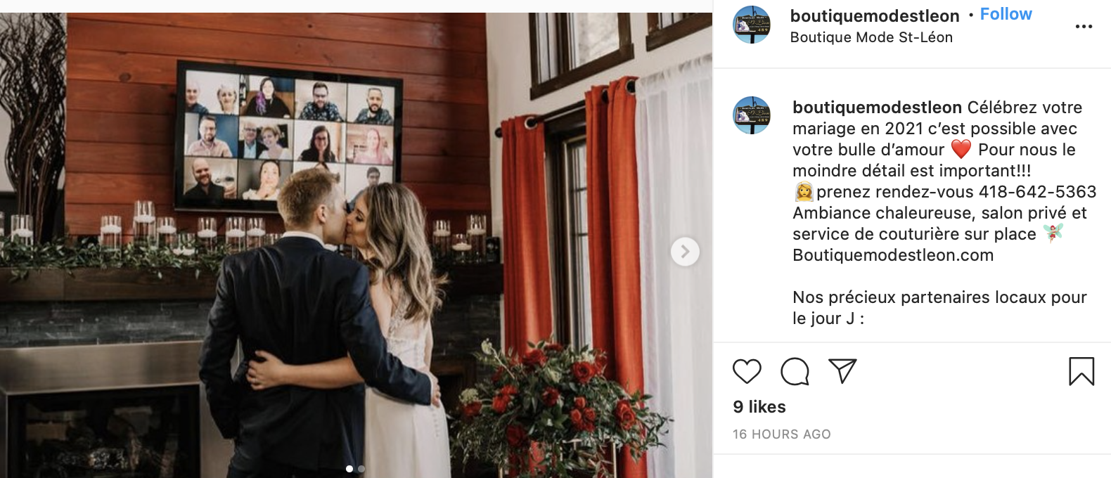 couple having a virtual wedding reception