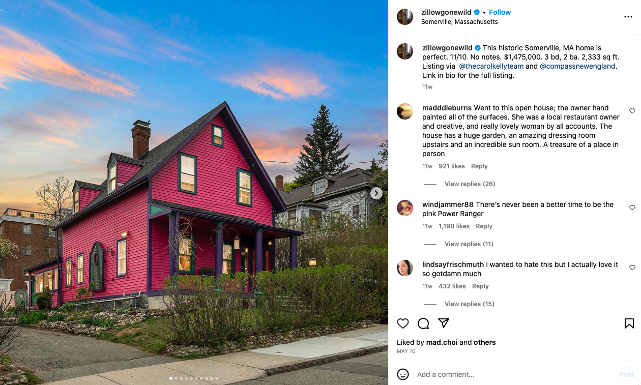 posting stunning images and virtual tours of homes on Instagram