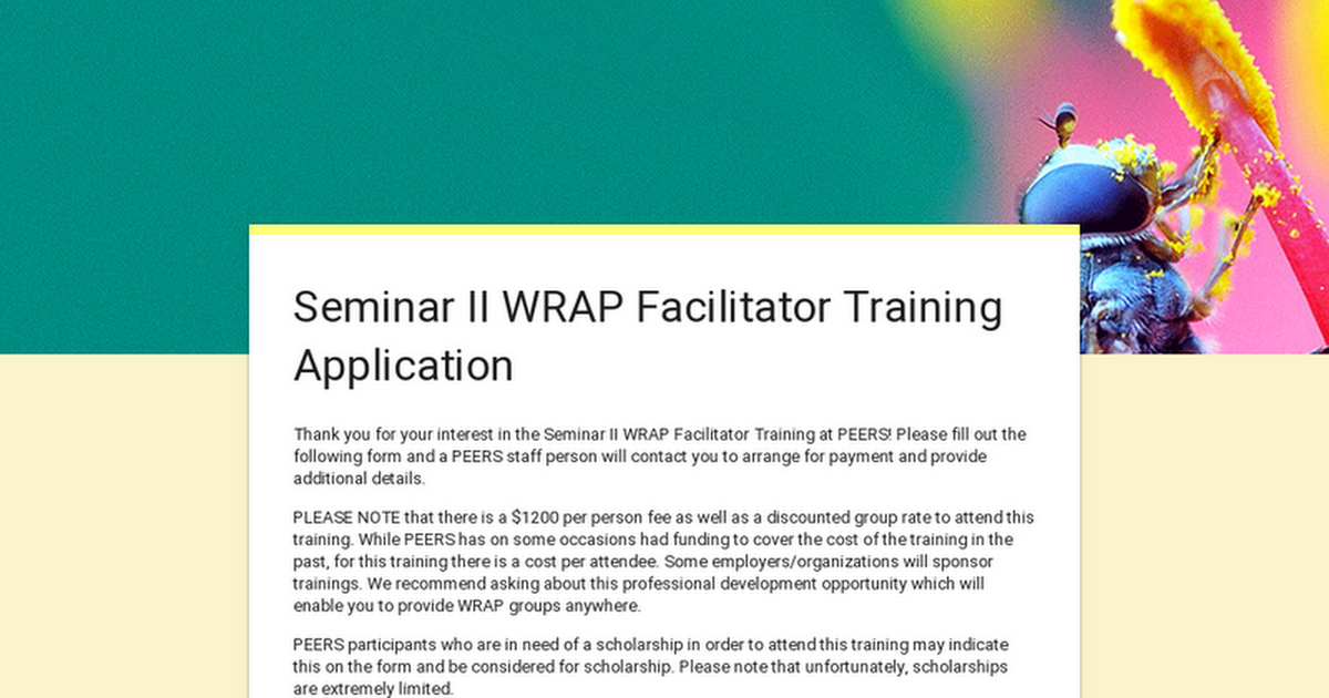 Seminar II WRAP Facilitator Training Application