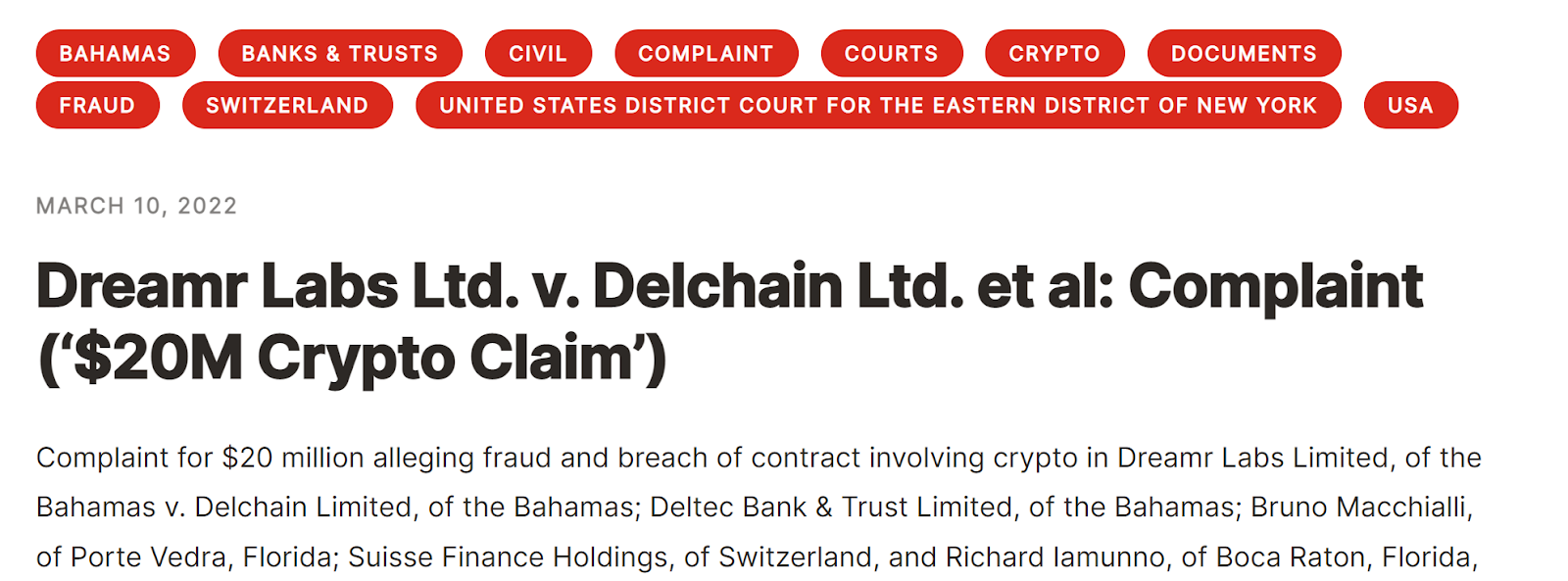 delchain lawsuit