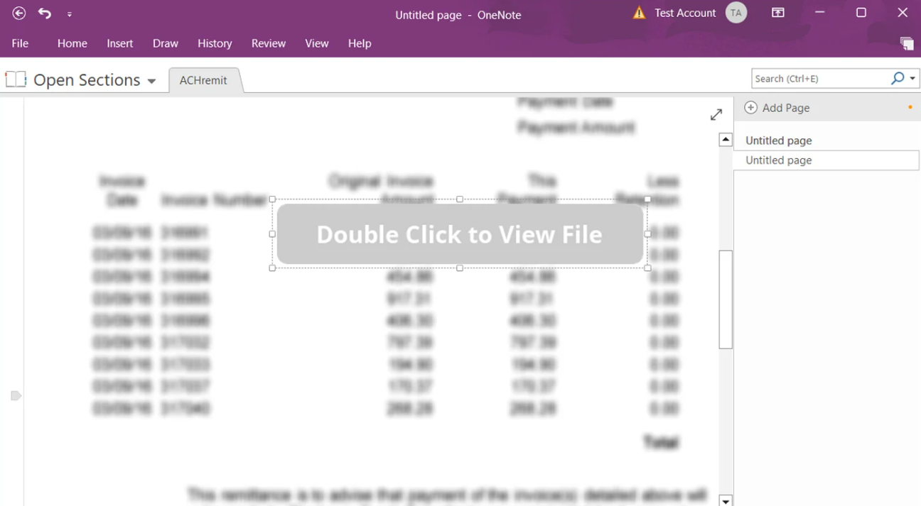 Example of malicious double-click option in OneNote