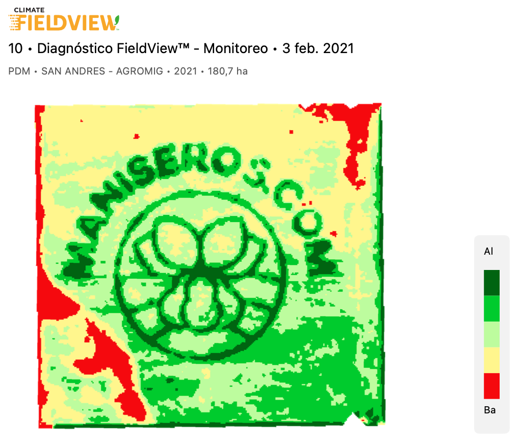 Imágenes de Diagnóstico FieldView, con cultivo de maní modificado.