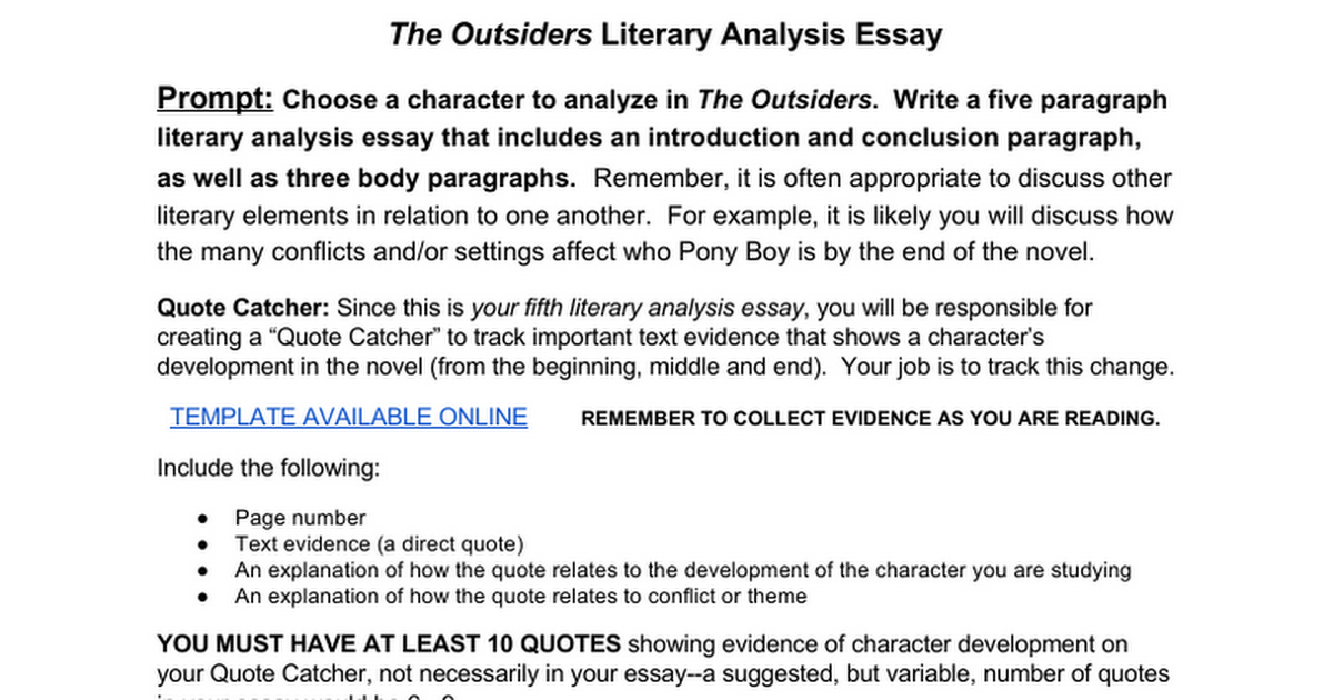 outsiders 5 paragraph essay