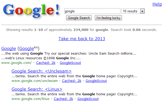 Página do Google — tecnologia do ano de  nascimento1998
