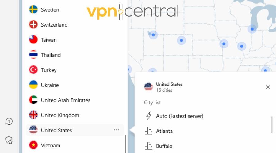 nordvpn server locations united states