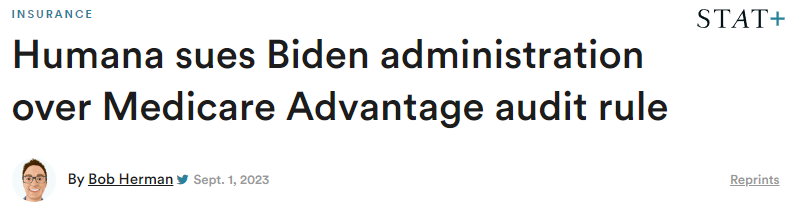 Headline: Humana sues Biden administration over Medicare Advantage audit rule