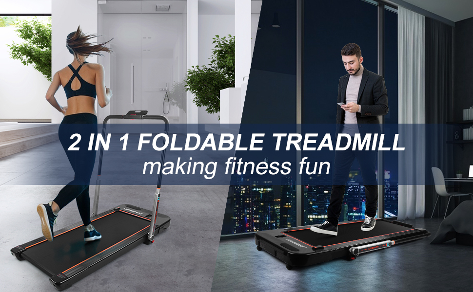 2 in 1 foldable treadmill