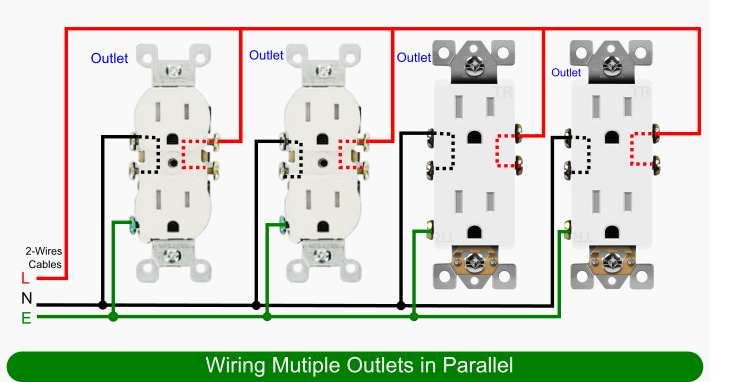Wiring diagram for multiple outlets in parallel