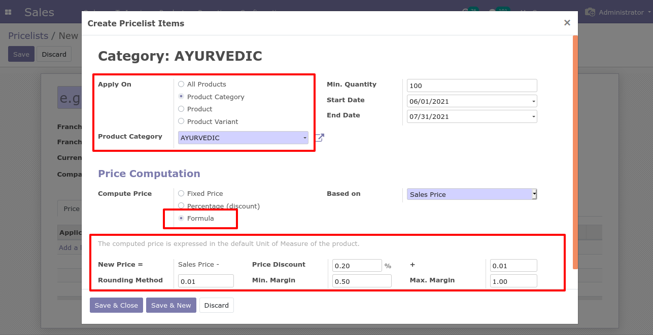 create pricelist item in odoo